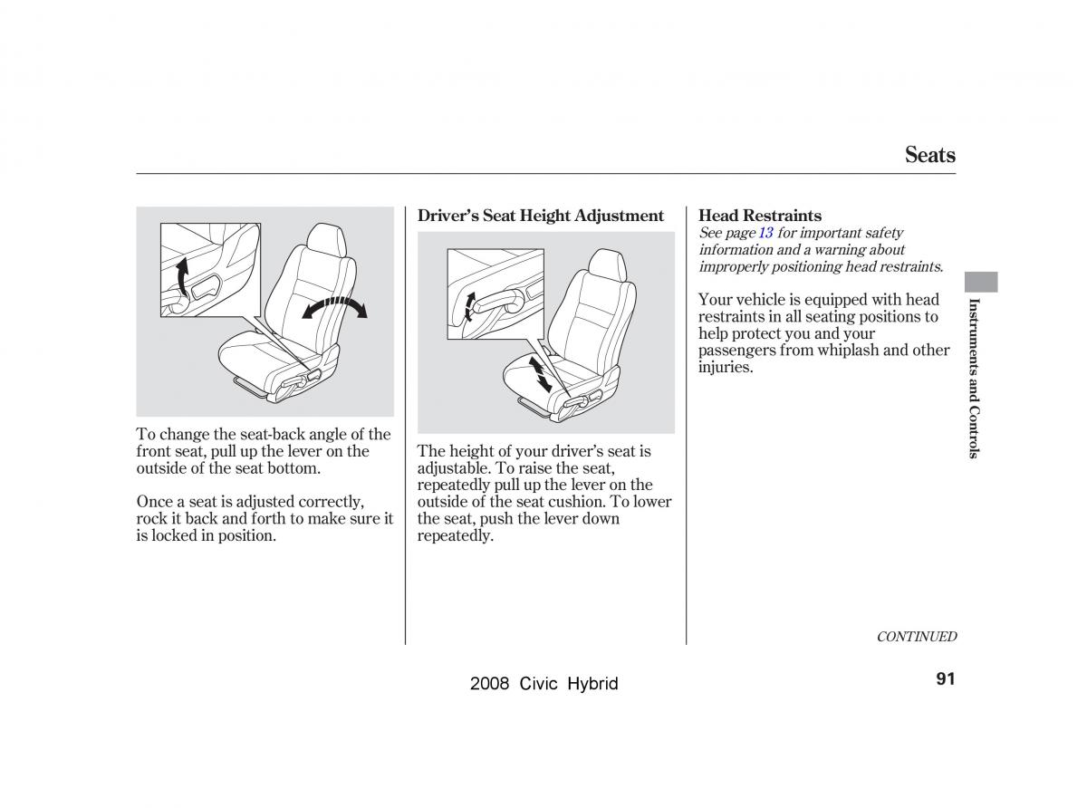 Honda Civic Hybrid VIII 8 owners manual / page 94