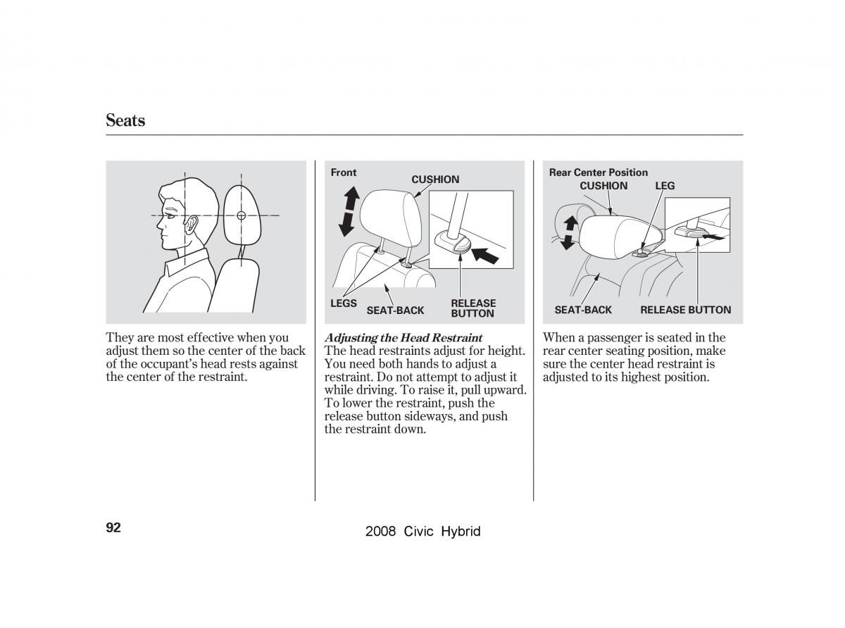 Honda Civic Hybrid VIII 8 owners manual / page 95