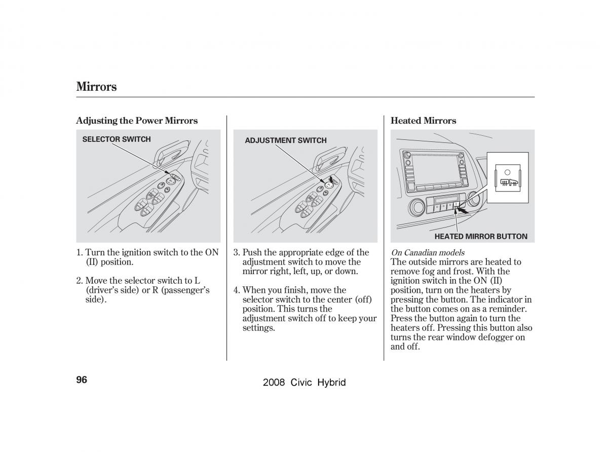 Honda Civic Hybrid VIII 8 owners manual / page 99