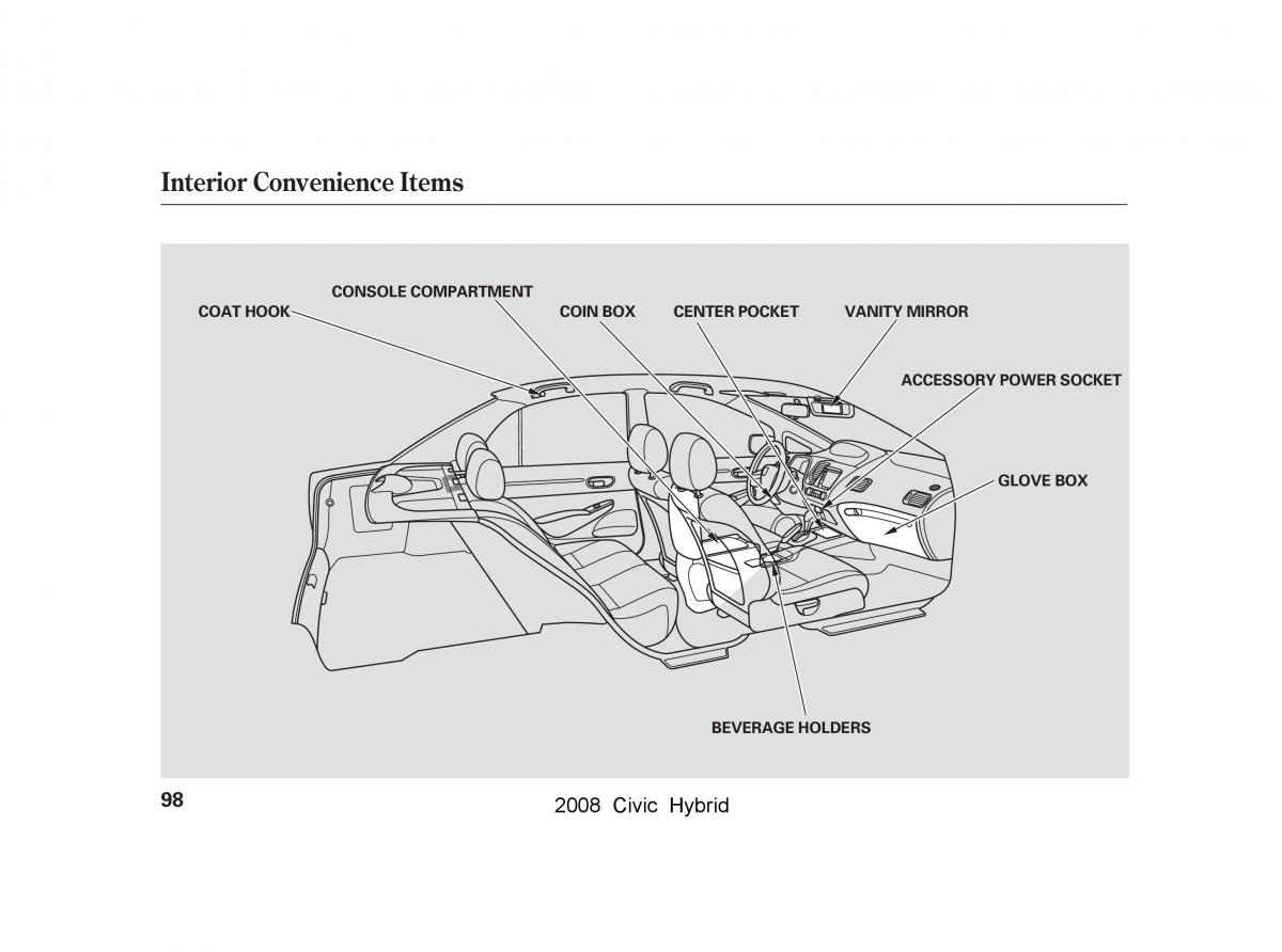 Honda Civic Hybrid VIII 8 owners manual / page 101