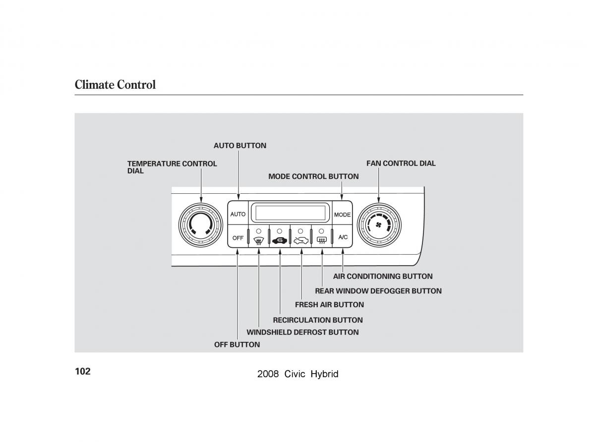 Honda Civic Hybrid VIII 8 owners manual / page 105