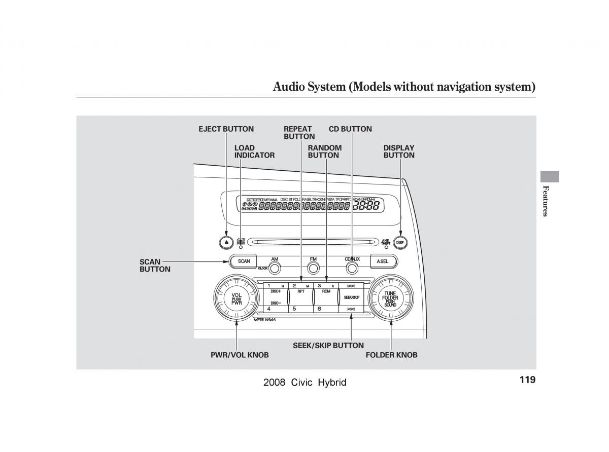 Honda Civic Hybrid VIII 8 owners manual / page 122