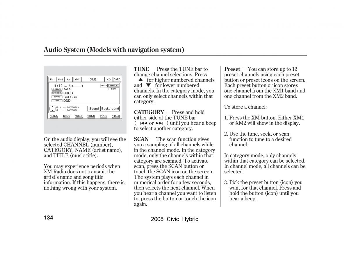 Honda Civic Hybrid VIII 8 owners manual / page 137