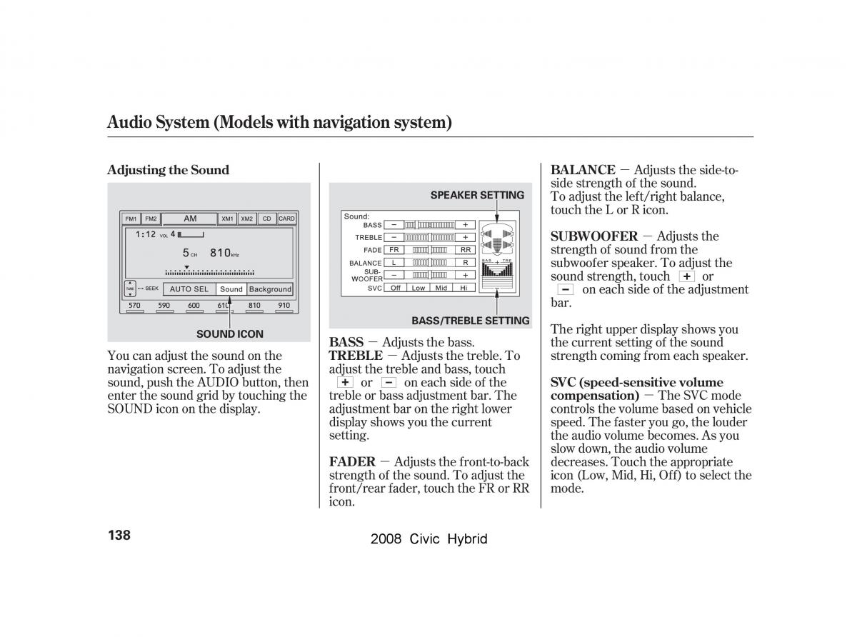 Honda Civic Hybrid VIII 8 owners manual / page 141