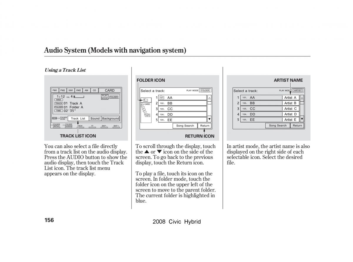 Honda Civic Hybrid VIII 8 owners manual / page 159