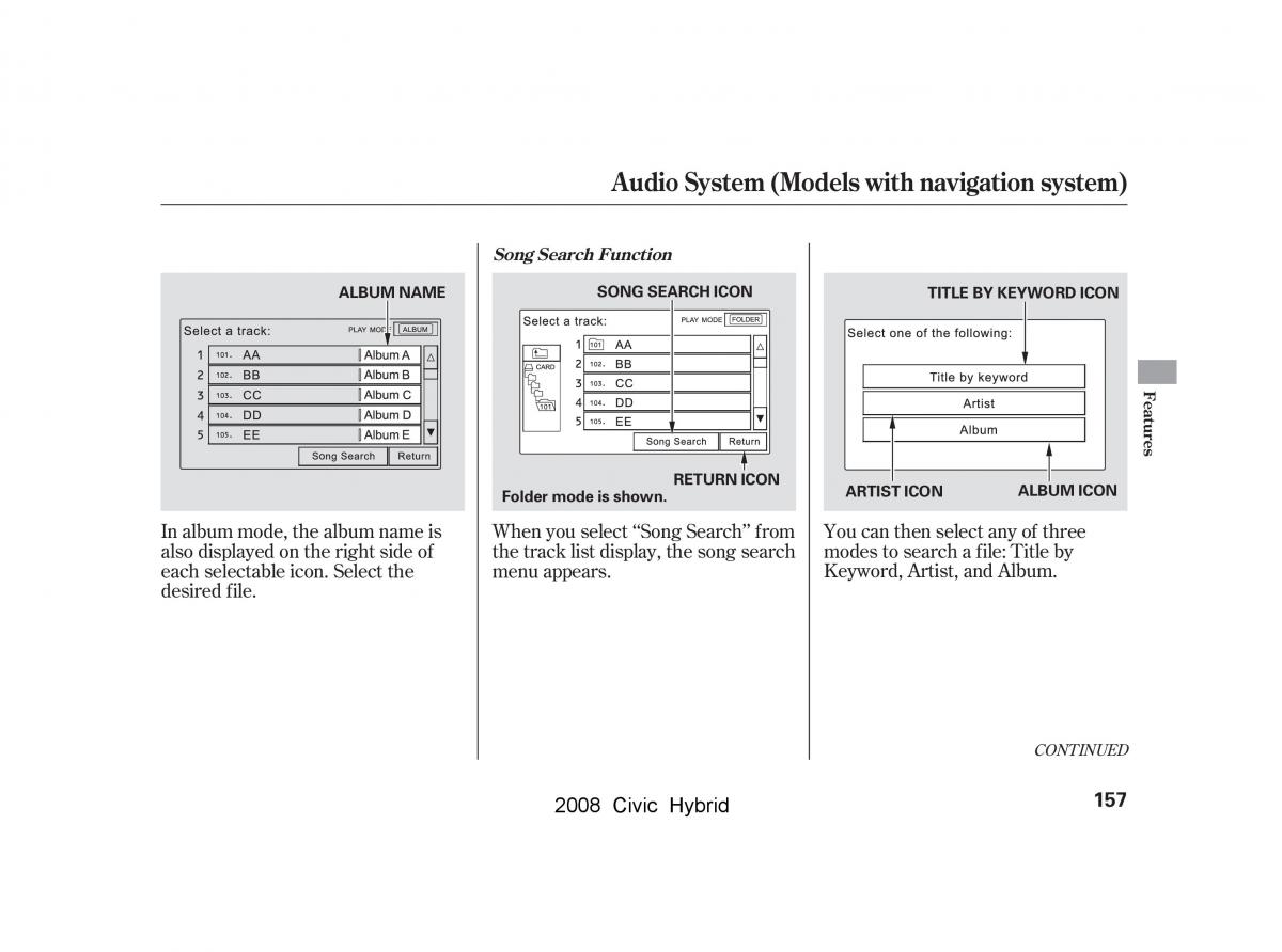 Honda Civic Hybrid VIII 8 owners manual / page 160