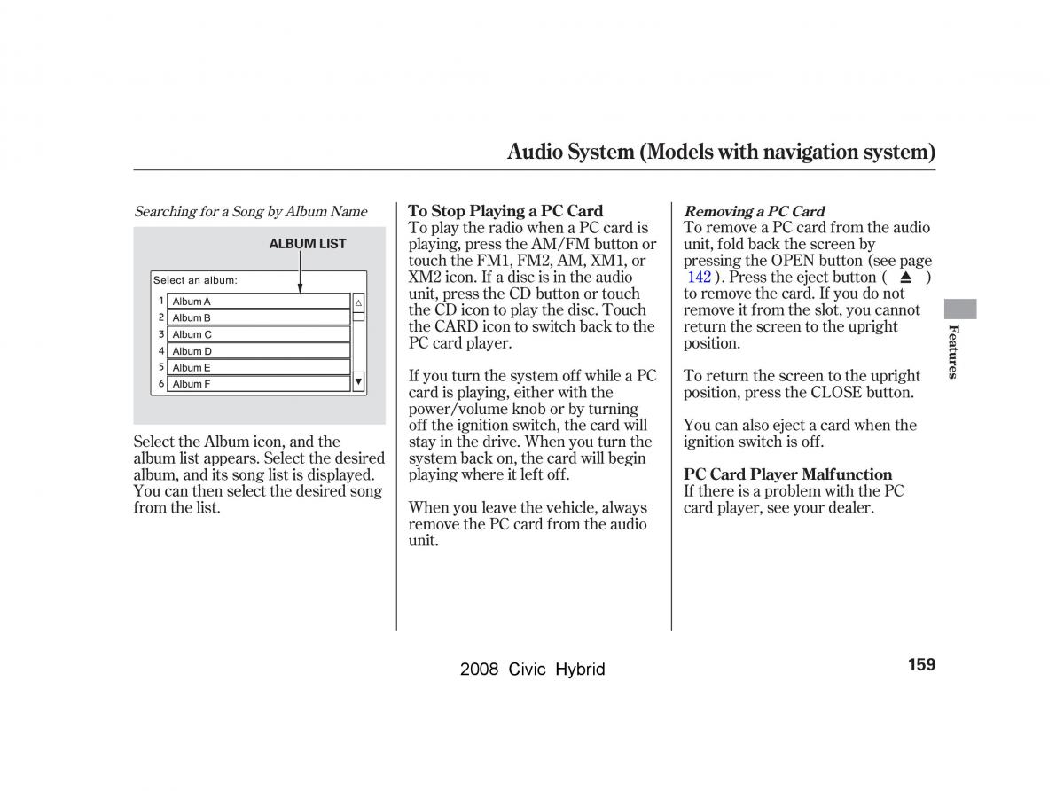 Honda Civic Hybrid VIII 8 owners manual / page 162