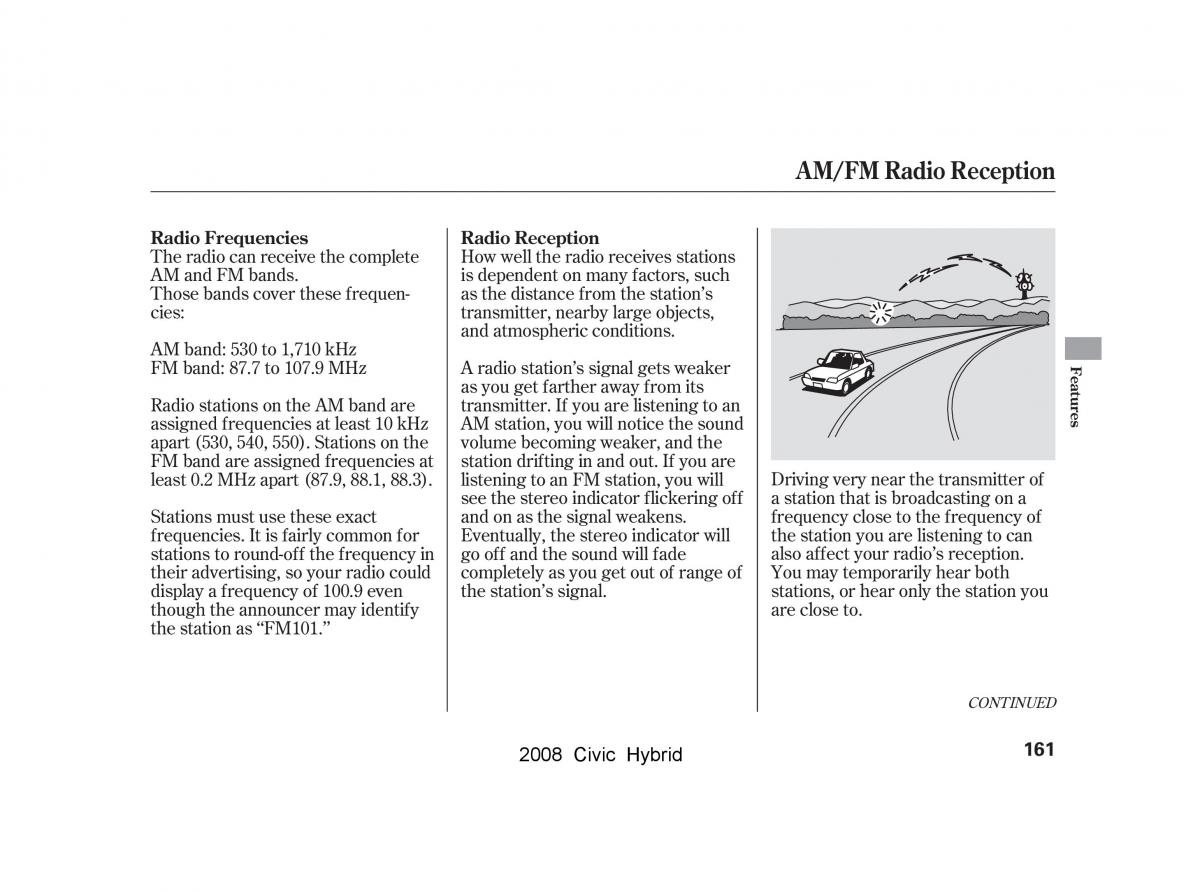 Honda Civic Hybrid VIII 8 owners manual / page 164