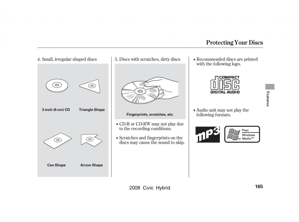 Honda Civic Hybrid VIII 8 owners manual / page 168