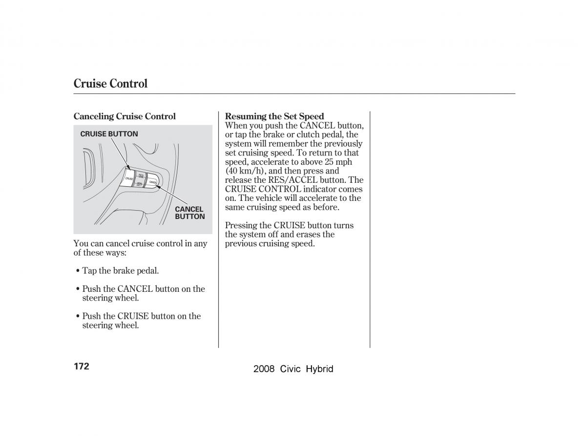 Honda Civic Hybrid VIII 8 owners manual / page 175