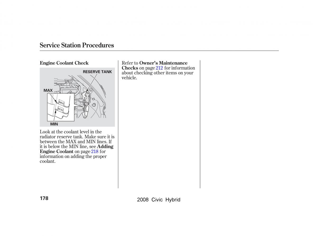 Honda Civic Hybrid VIII 8 owners manual / page 181