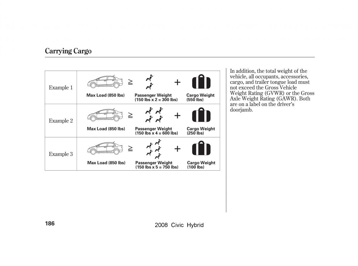 Honda Civic Hybrid VIII 8 owners manual / page 189