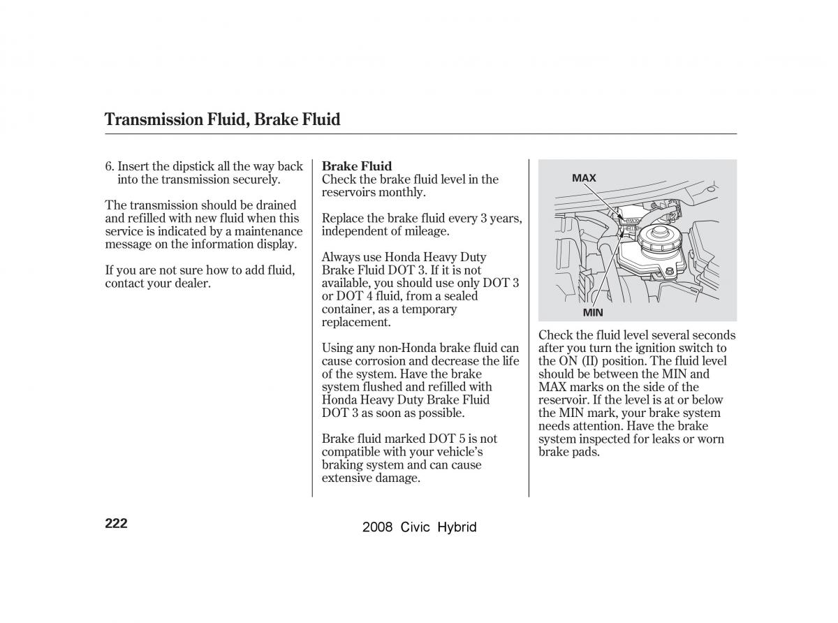 Honda Civic Hybrid VIII 8 owners manual / page 225