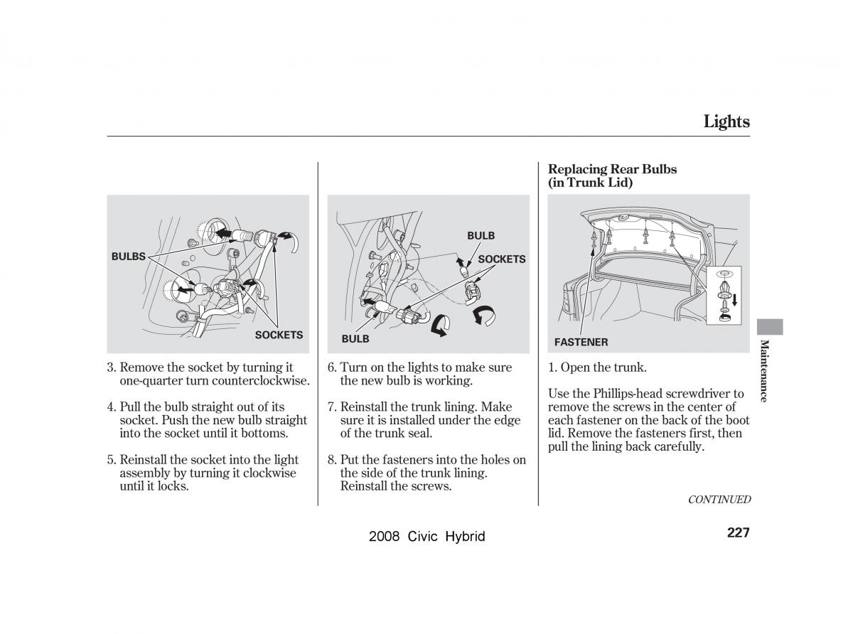 Honda Civic Hybrid VIII 8 owners manual / page 230