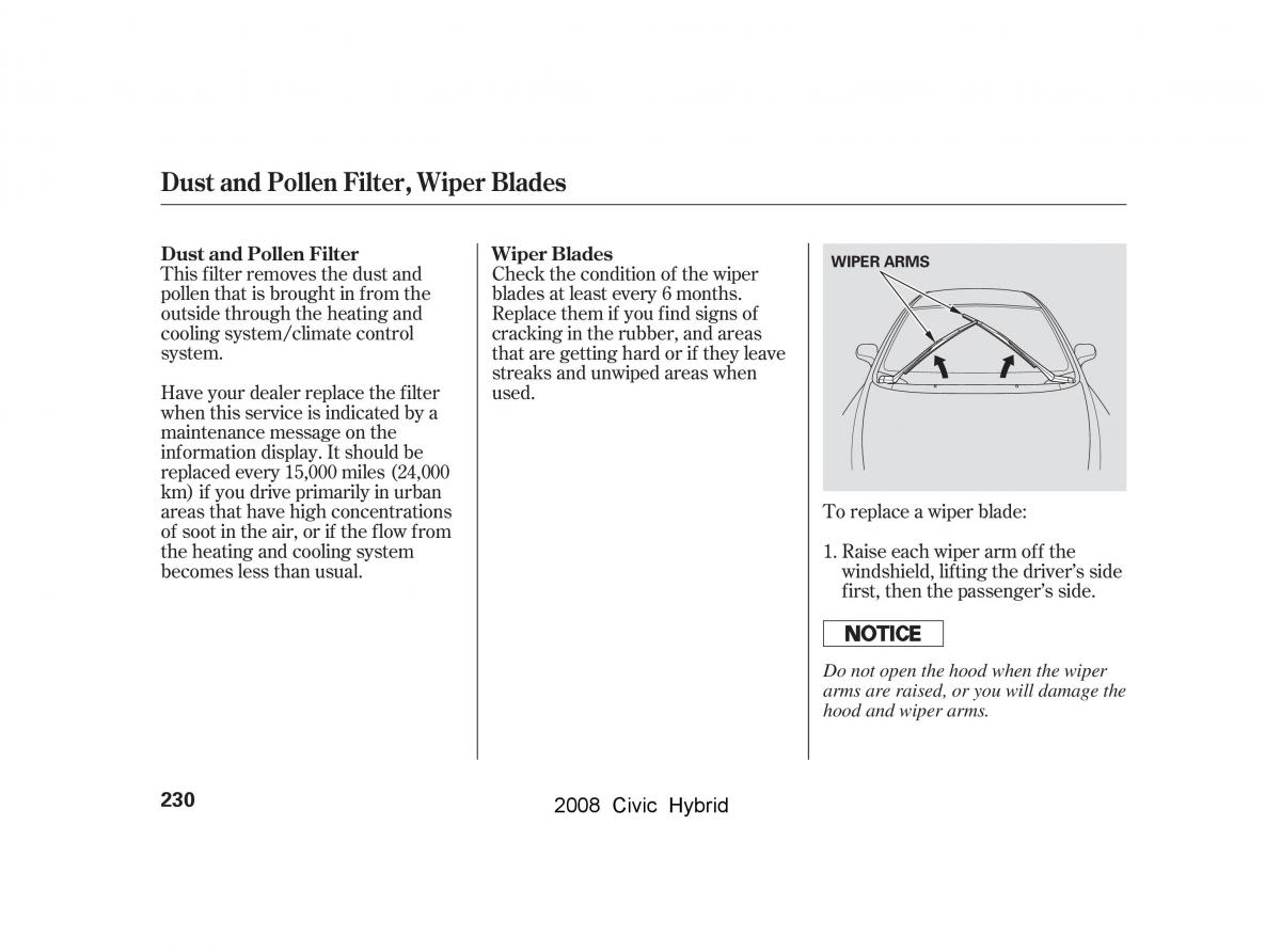 Honda Civic Hybrid VIII 8 owners manual / page 233