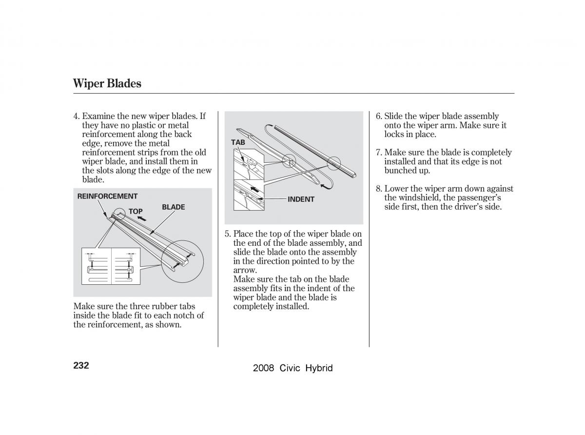 Honda Civic Hybrid VIII 8 owners manual / page 235