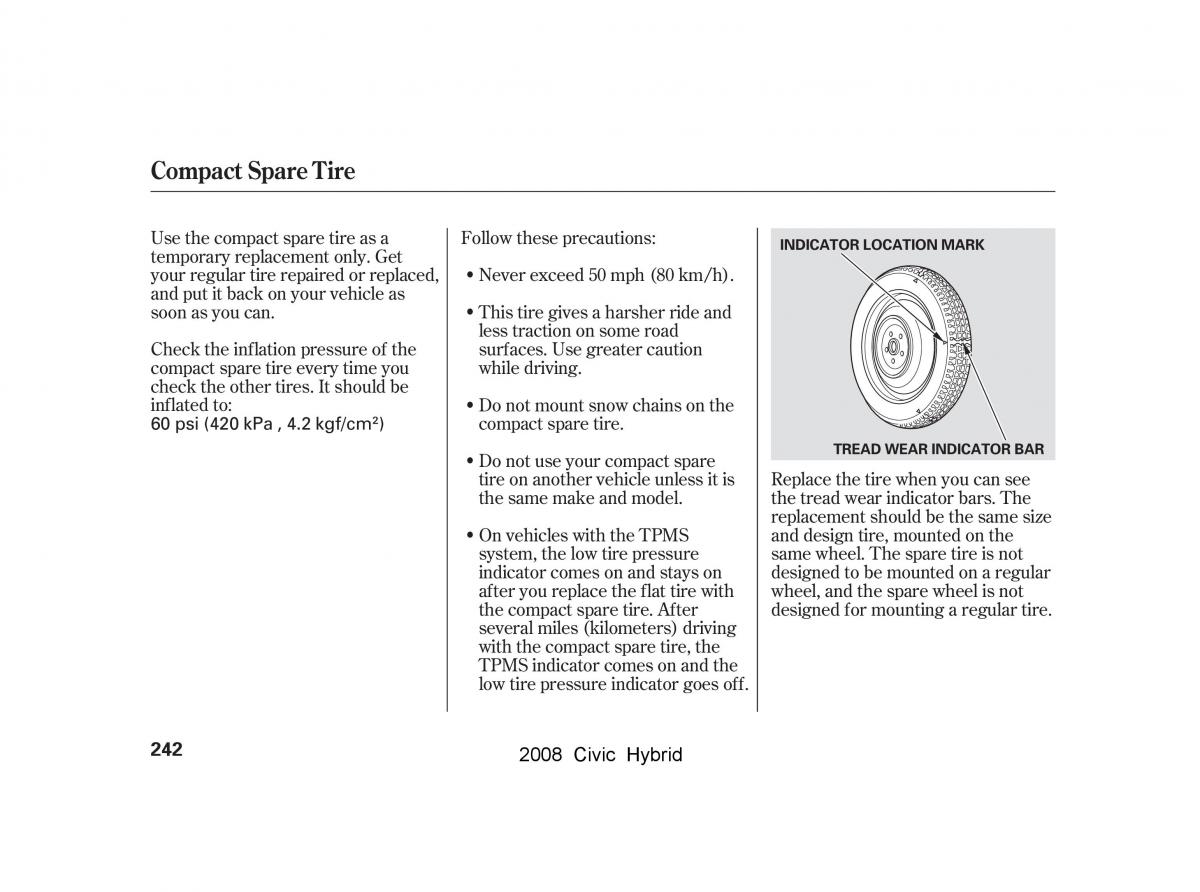 Honda Civic Hybrid VIII 8 owners manual / page 245