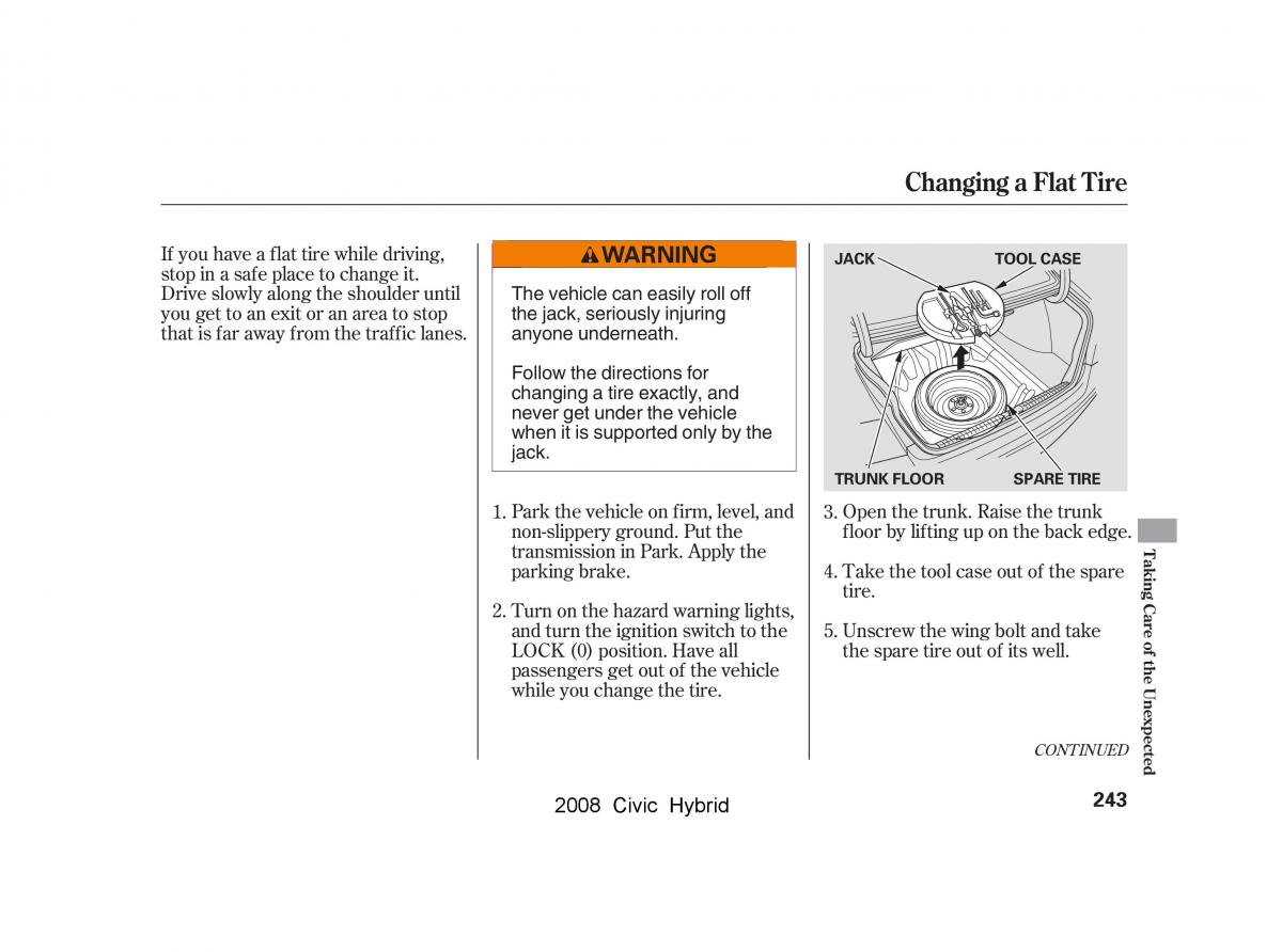 Honda Civic Hybrid VIII 8 owners manual / page 246