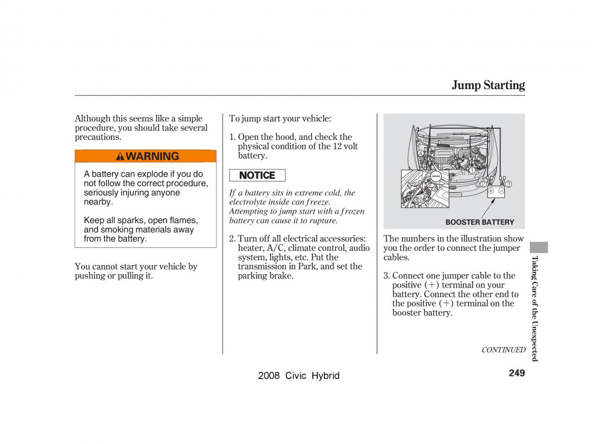 Honda Civic Hybrid VIII 8 owners manual / page 252