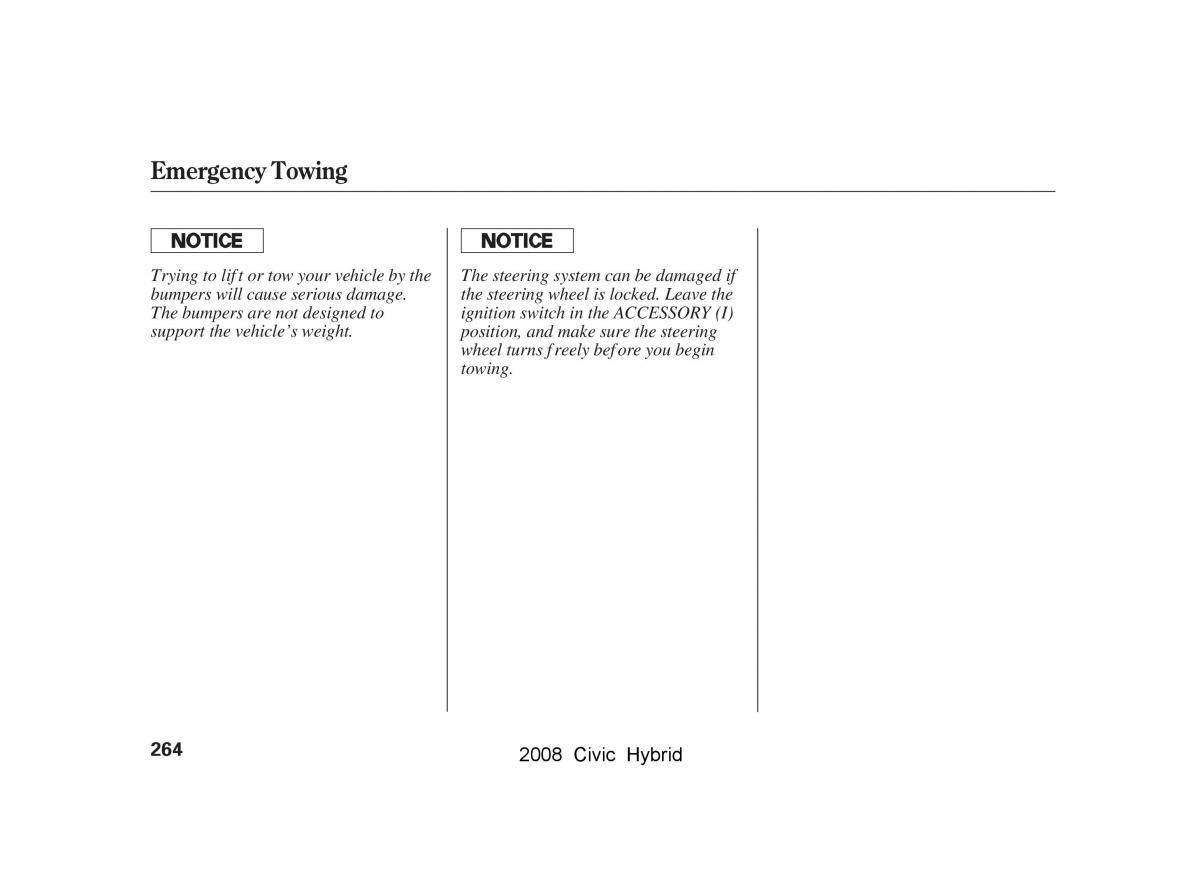 Honda Civic Hybrid VIII 8 owners manual / page 267