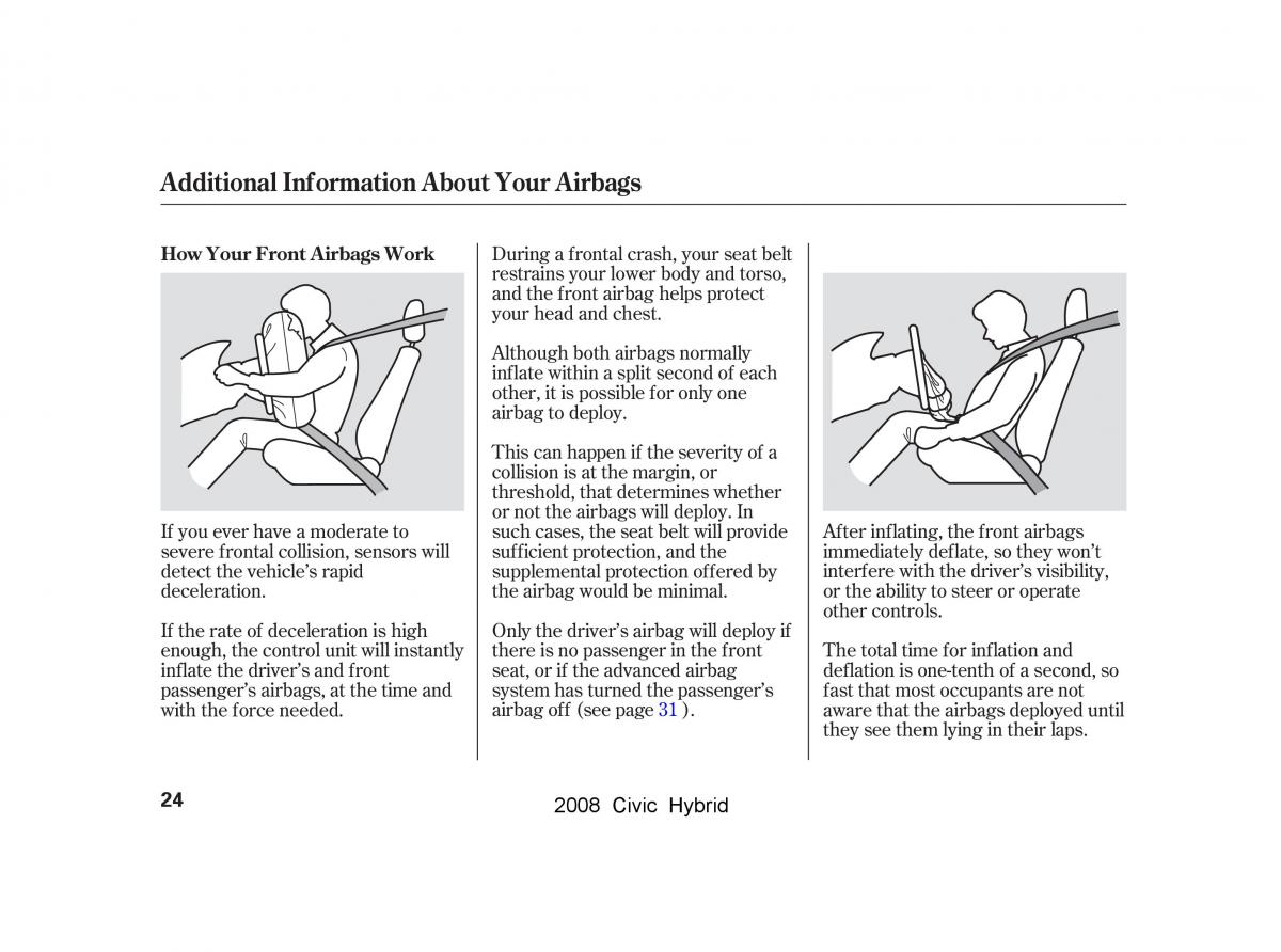 Honda Civic Hybrid VIII 8 owners manual / page 27