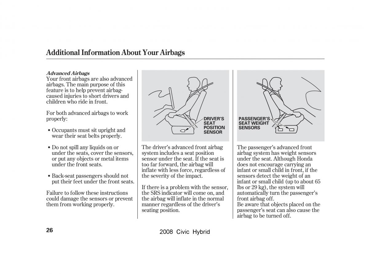 Honda Civic Hybrid VIII 8 owners manual / page 29