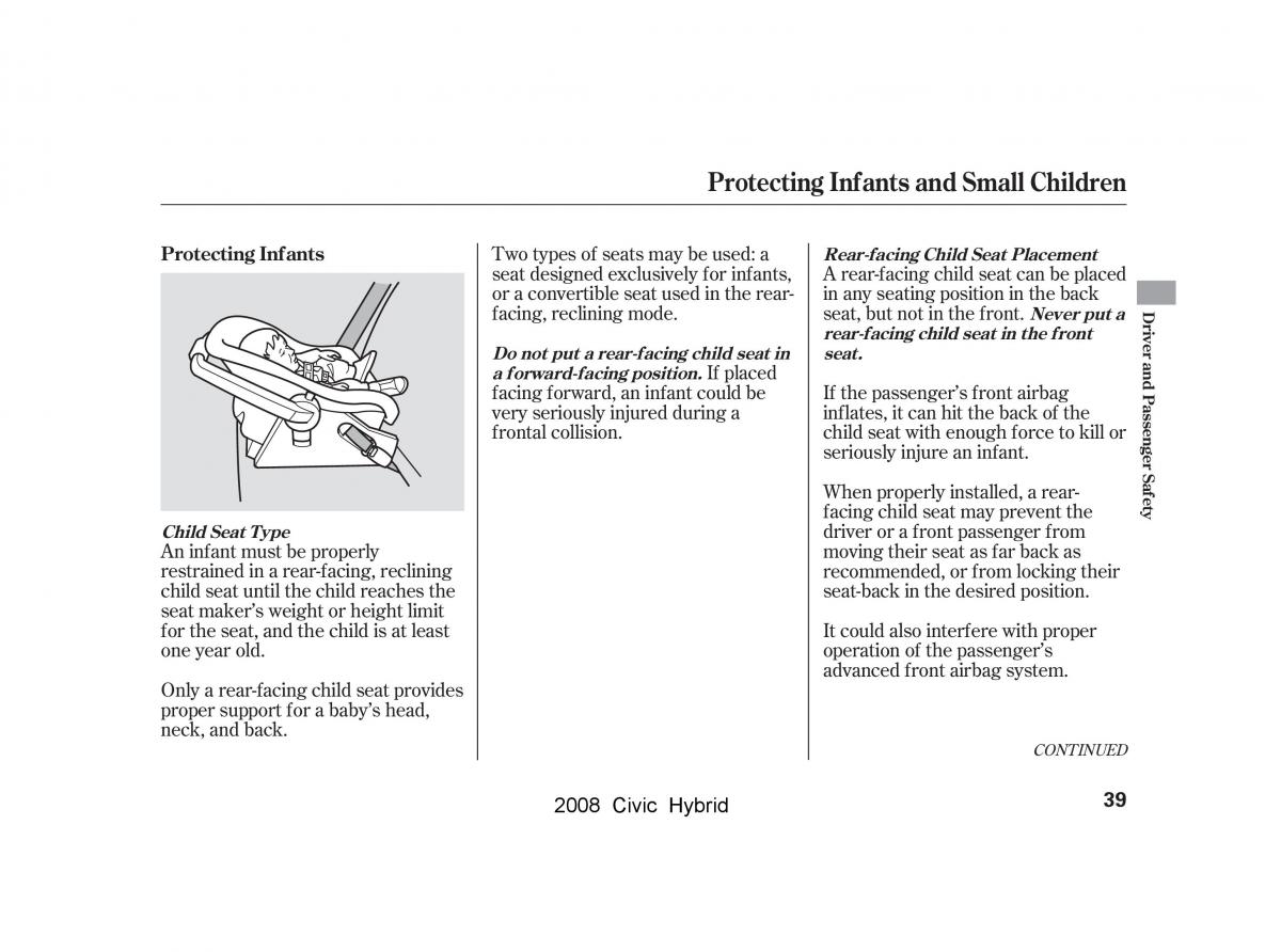 Honda Civic Hybrid VIII 8 owners manual / page 42