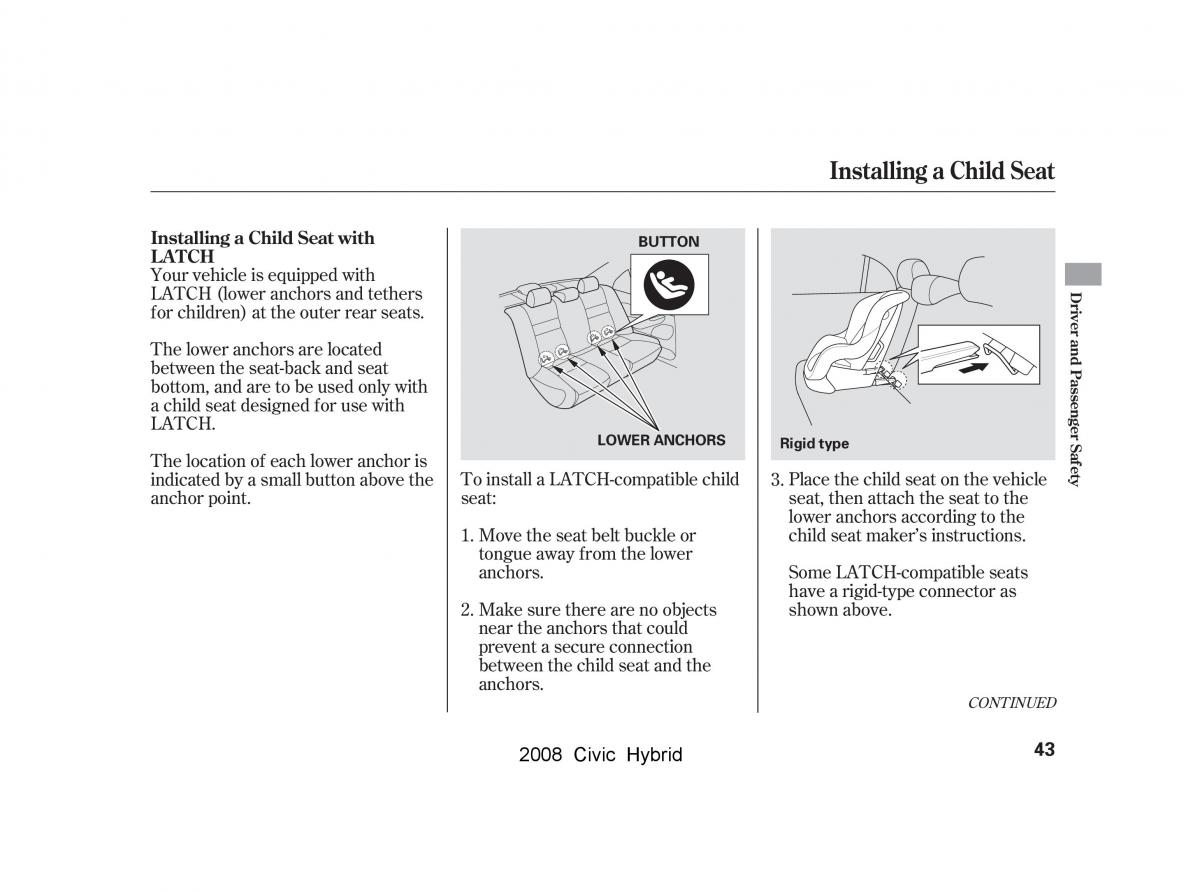 Honda Civic Hybrid VIII 8 owners manual / page 46