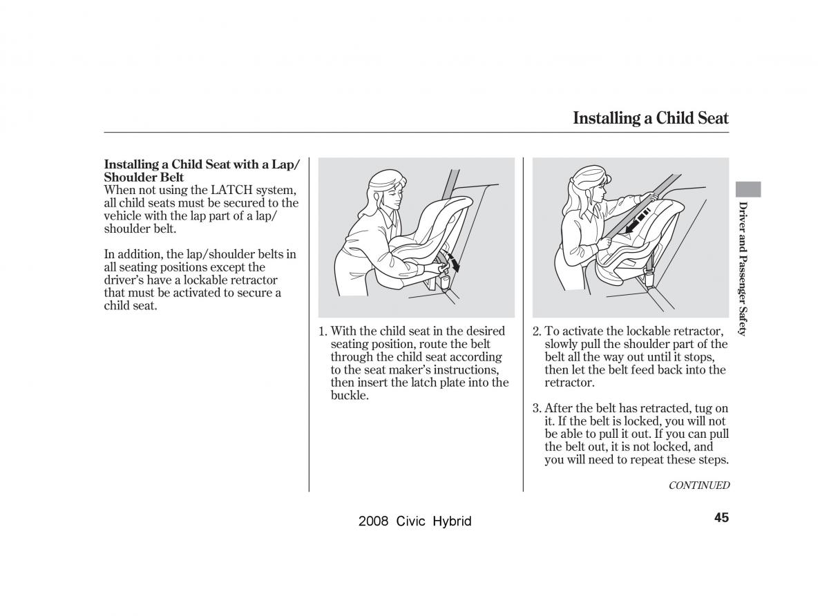 Honda Civic Hybrid VIII 8 owners manual / page 48