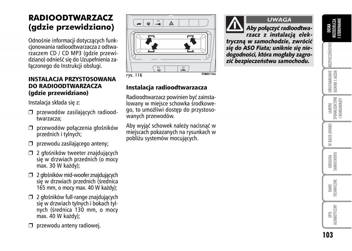 Fiat Grande Punto III 3 instrukcja obslugi / page 105