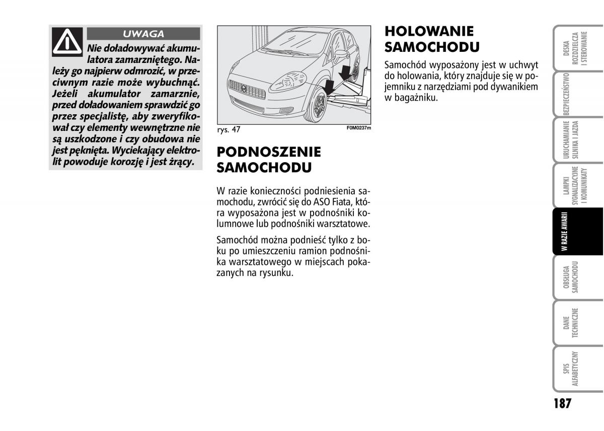 Fiat Grande Punto III 3 instrukcja obslugi / page 189