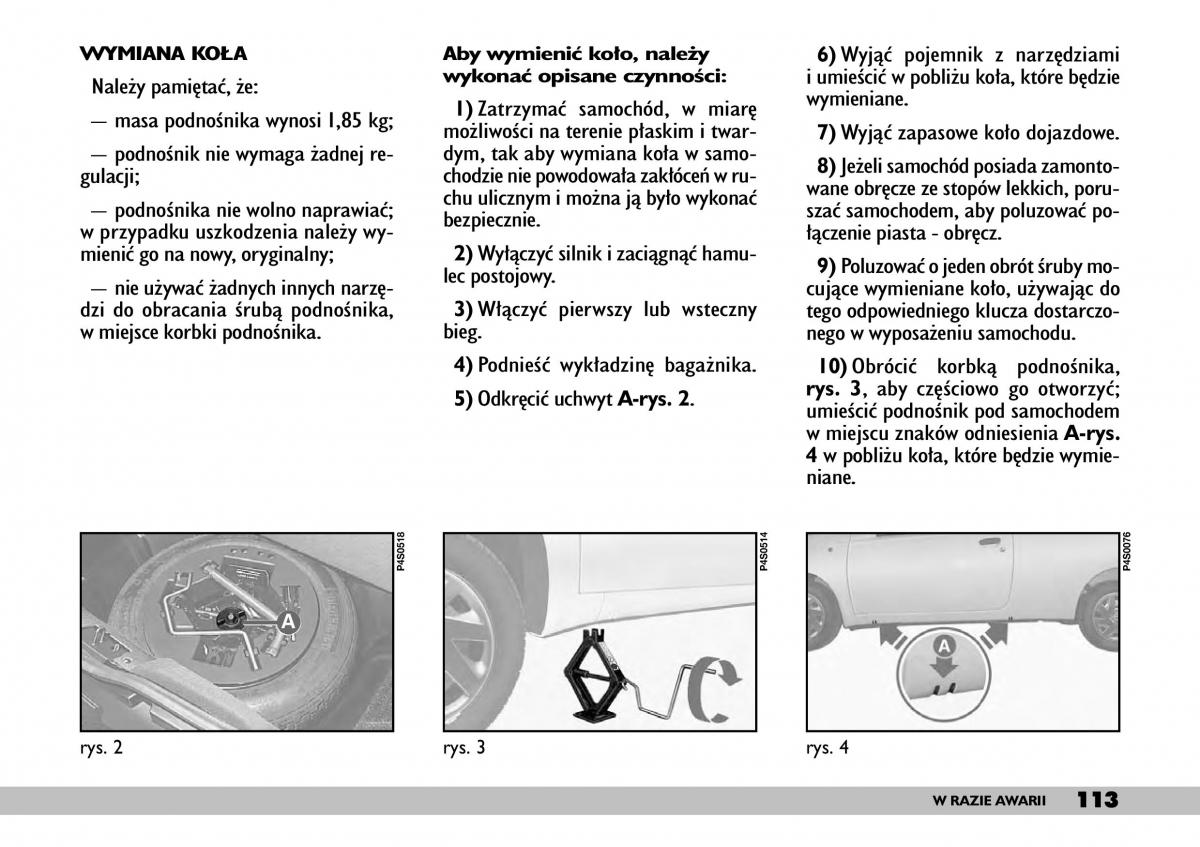 Fiat Punto II 2 instrukcja obslugi / page 117