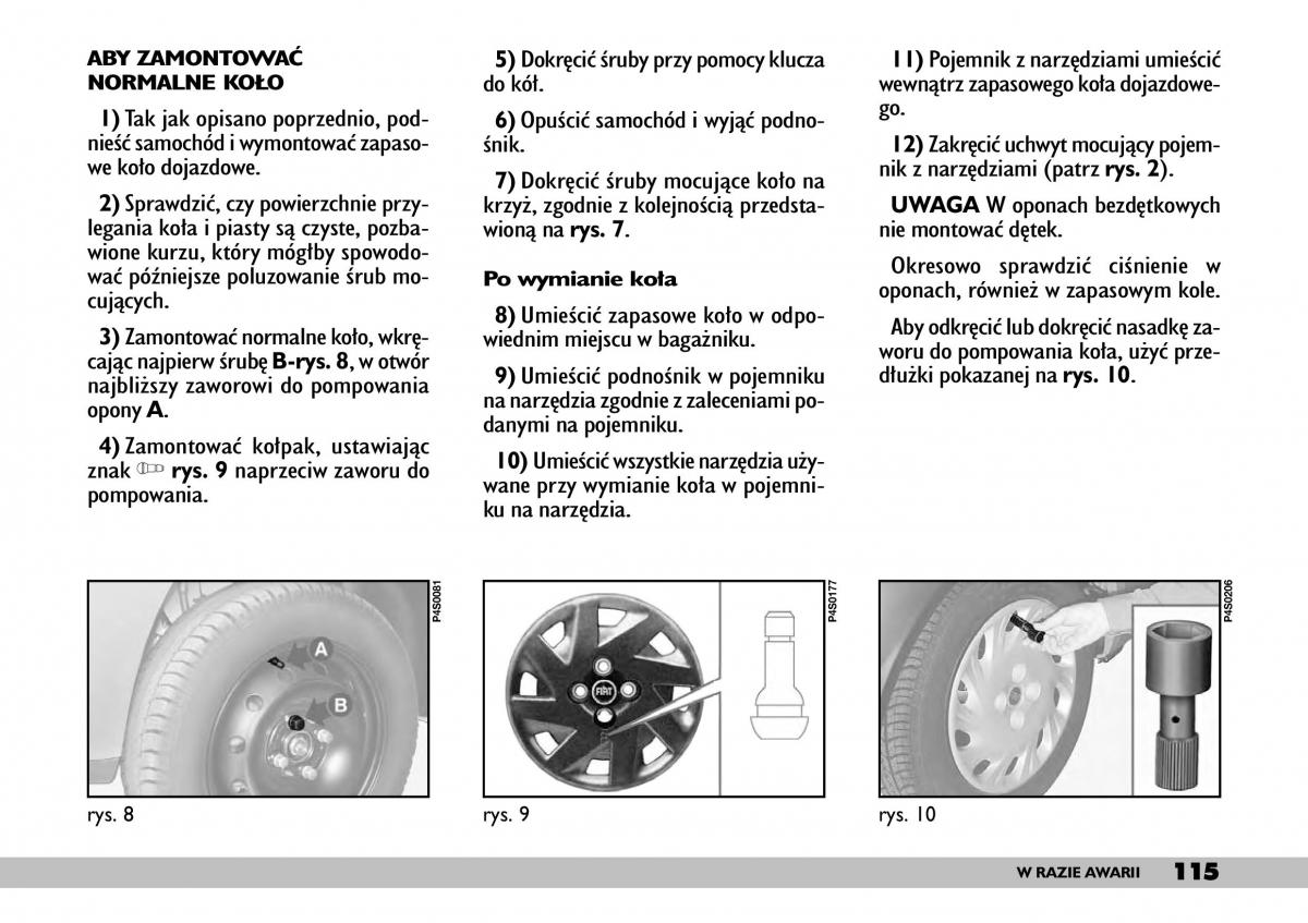 Fiat Punto II 2 instrukcja obslugi / page 119