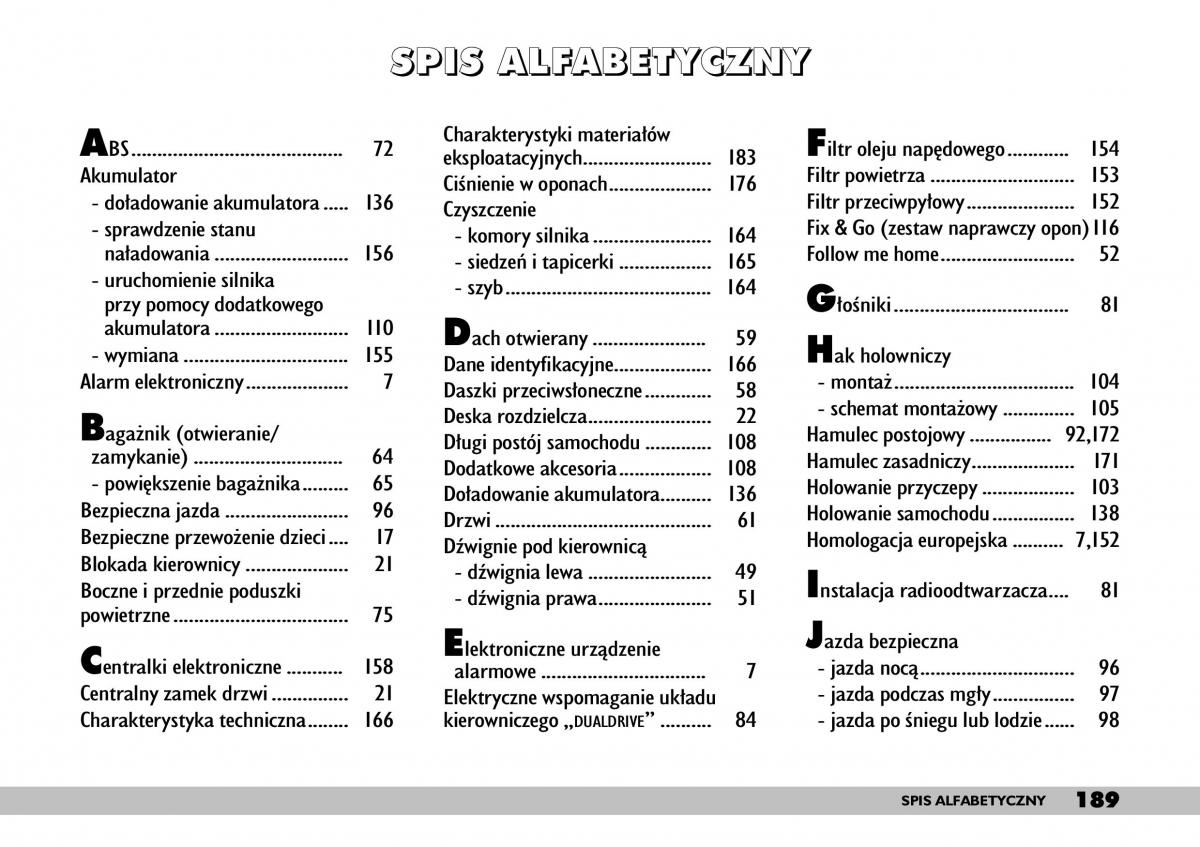 manual  Fiat Punto II 2 instrukcja / page 193