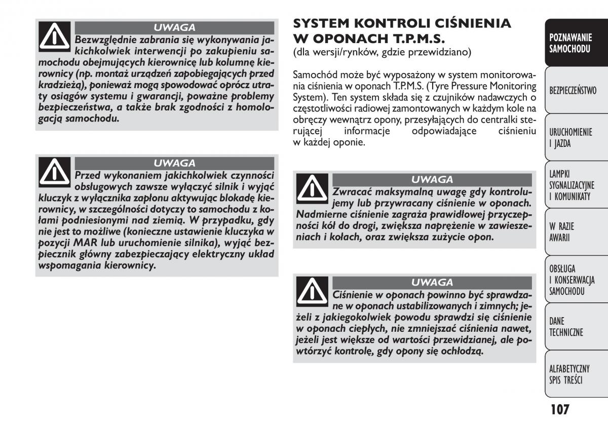 Fiat Punto III 3 instrukcja obslugi / page 109