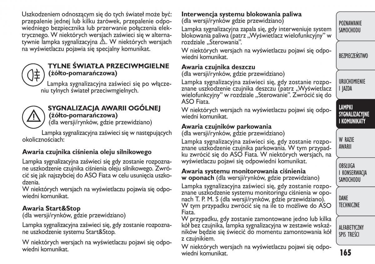 Fiat Punto III 3 instrukcja obslugi / page 167