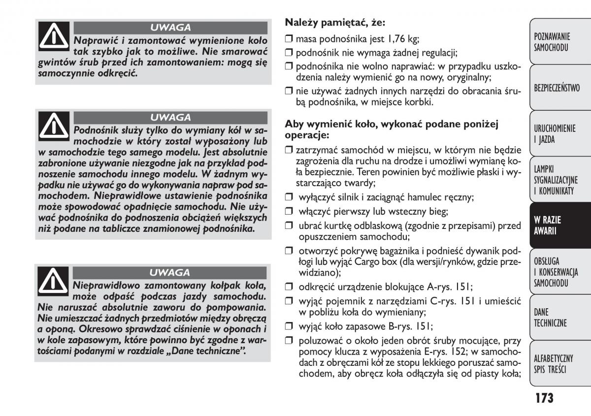 manual  Fiat Punto III 3 instrukcja / page 175