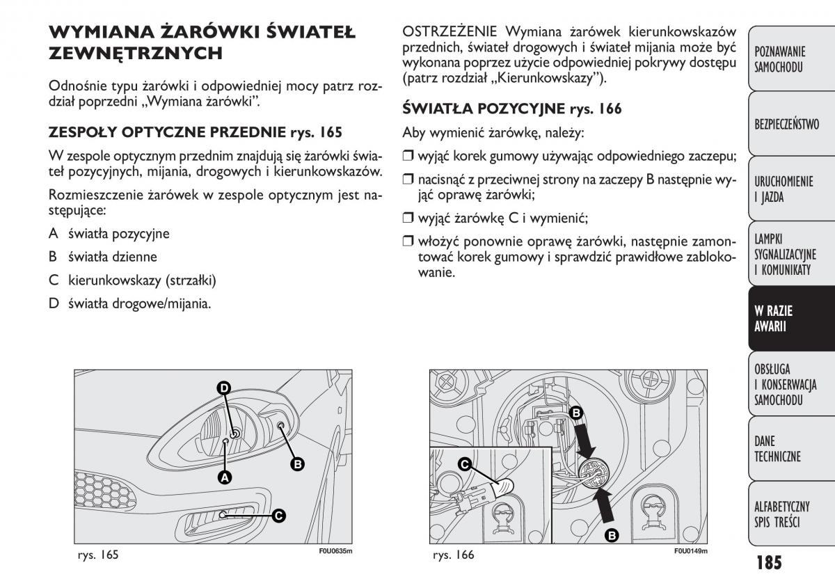 manual  Fiat Punto III 3 instrukcja / page 187