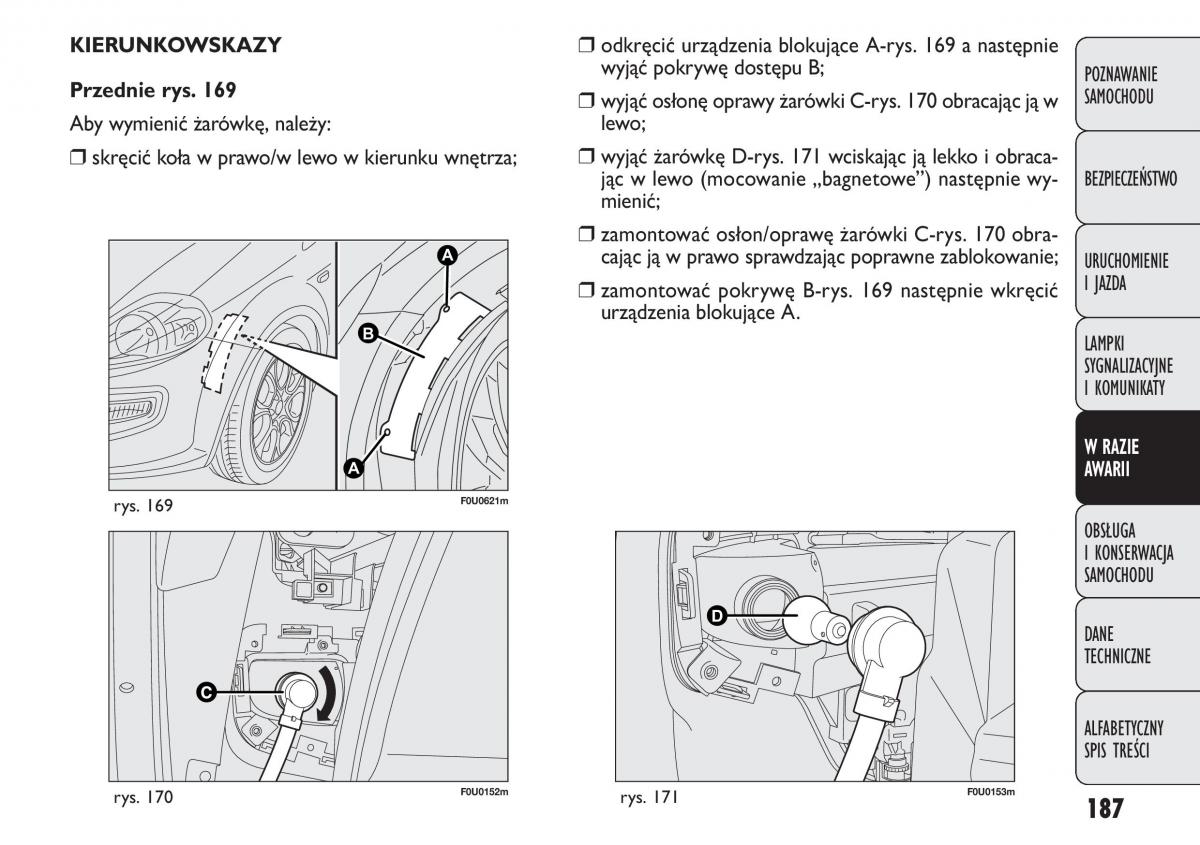 manual  Fiat Punto III 3 instrukcja / page 189