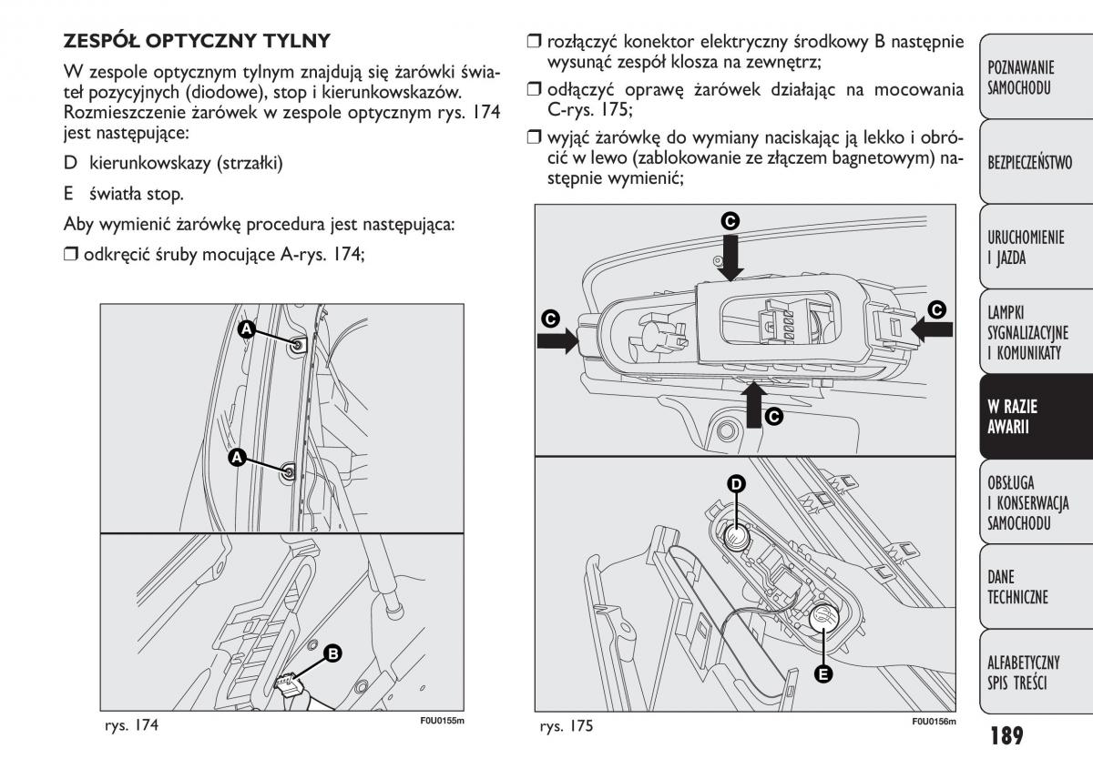 manual  Fiat Punto III 3 instrukcja / page 191