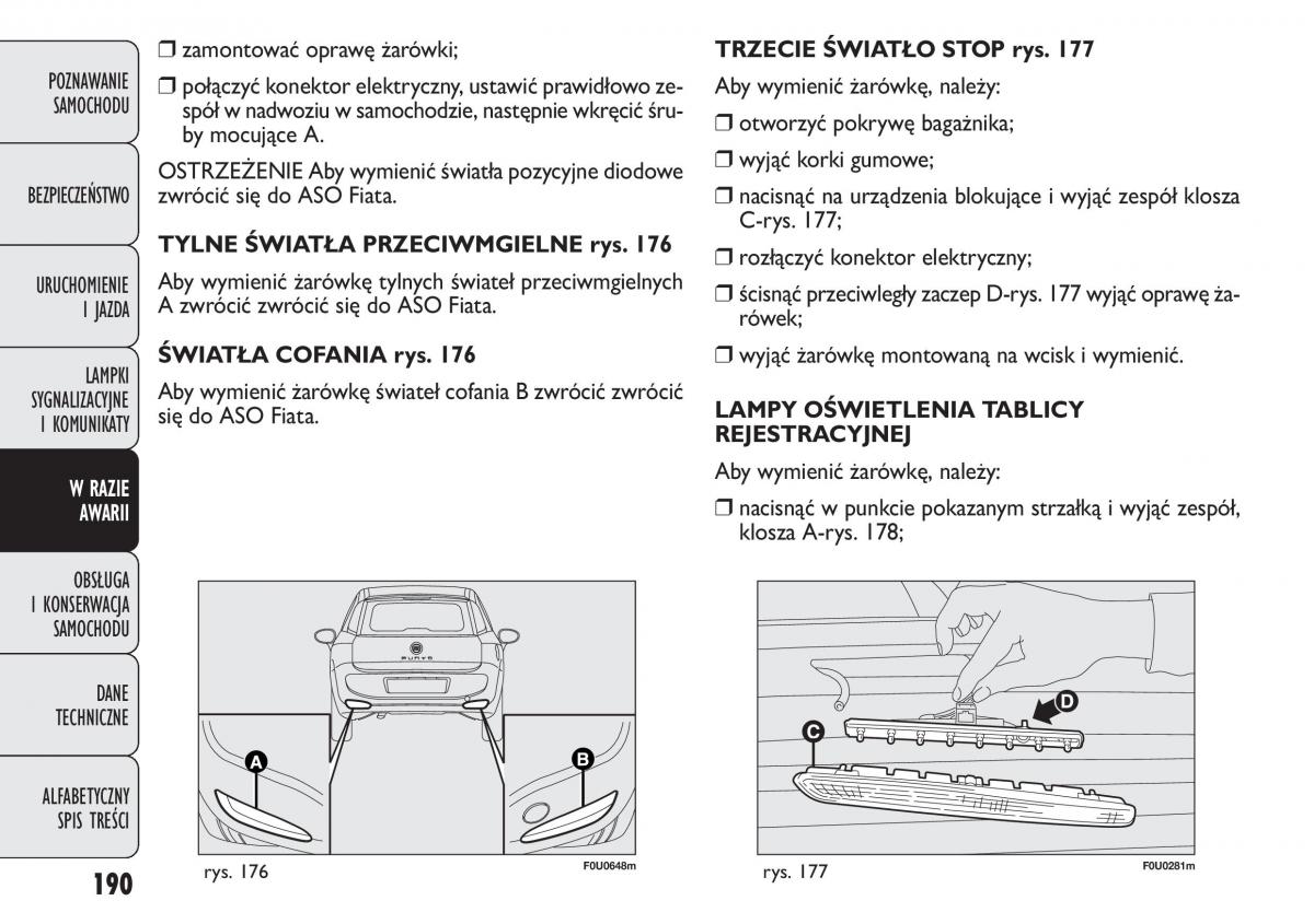 manual  Fiat Punto III 3 instrukcja / page 192