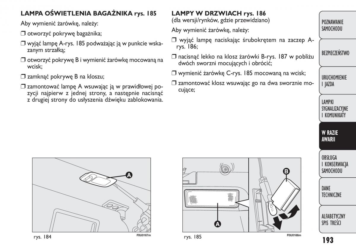 manual  Fiat Punto III 3 instrukcja / page 195