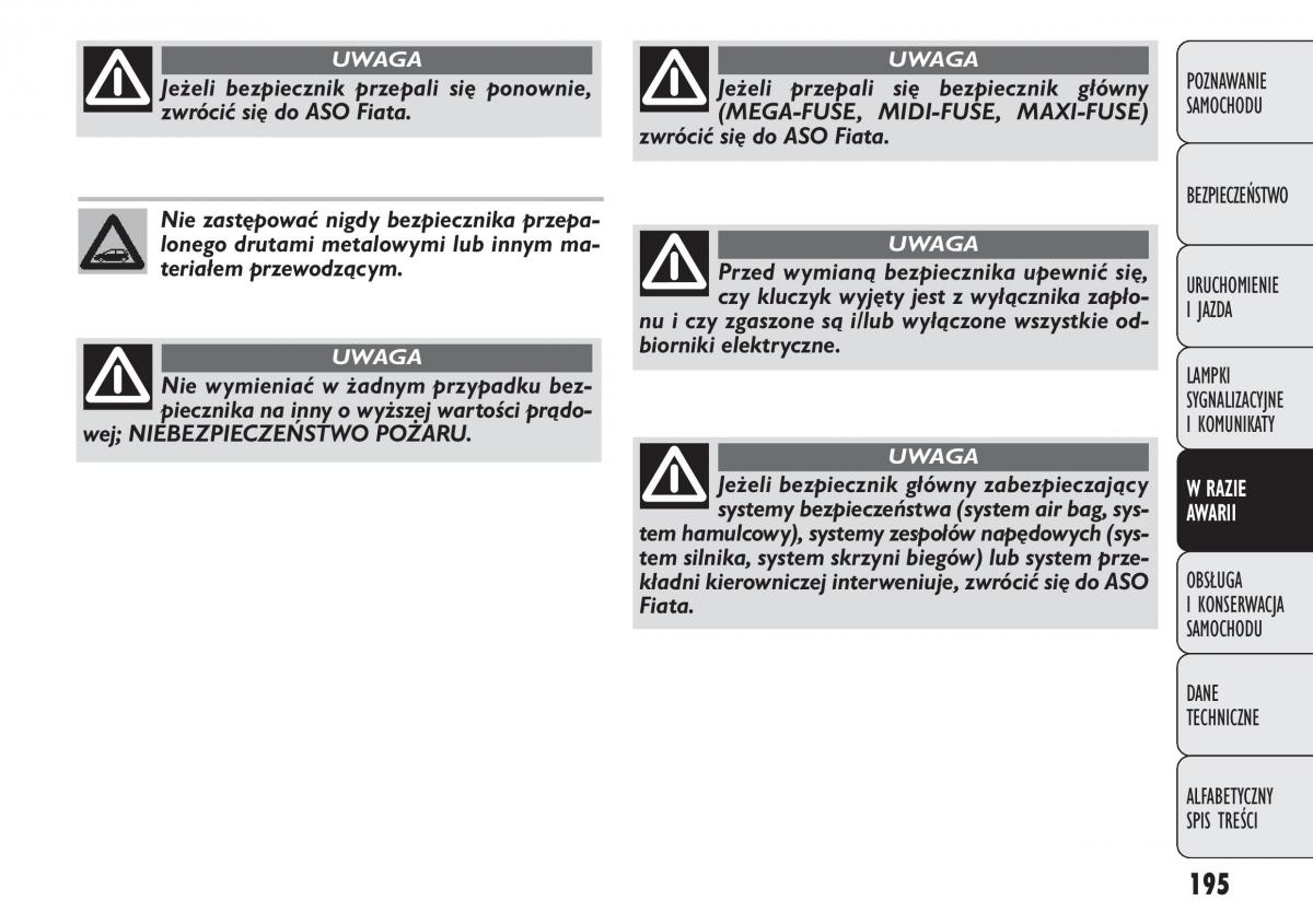 manual  Fiat Punto III 3 instrukcja / page 197