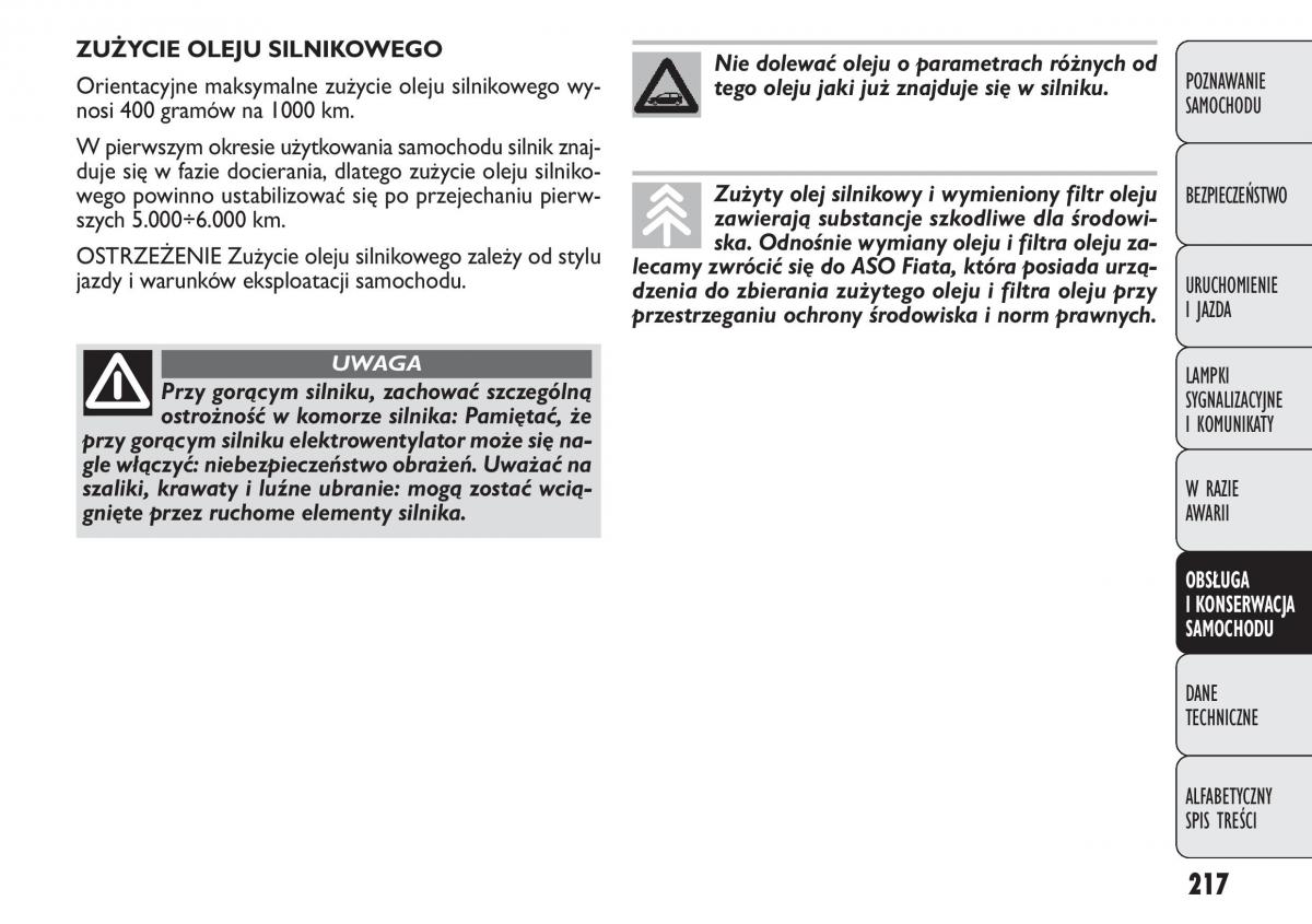 Fiat Punto III 3 instrukcja obslugi / page 219