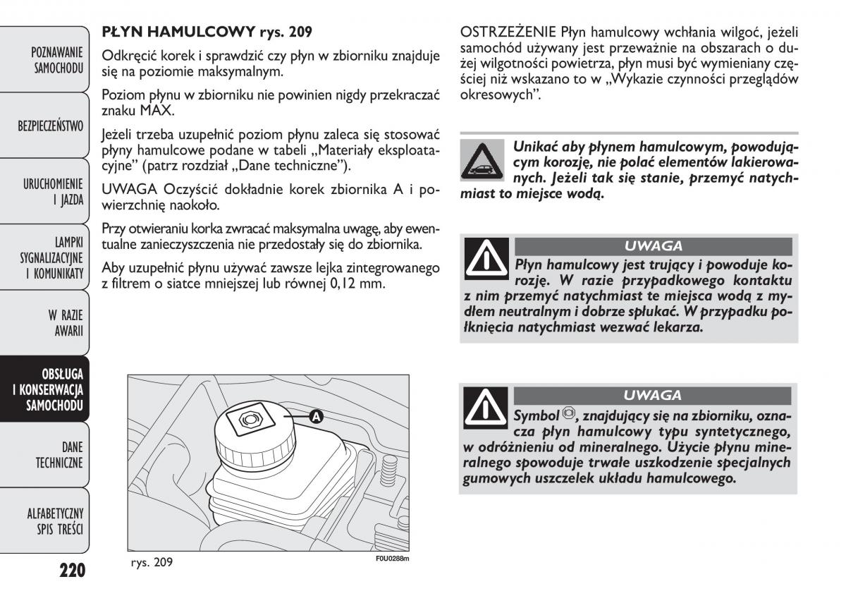 manual  Fiat Punto III 3 instrukcja / page 222