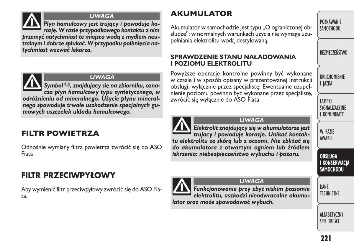 manual  Fiat Punto III 3 instrukcja / page 223