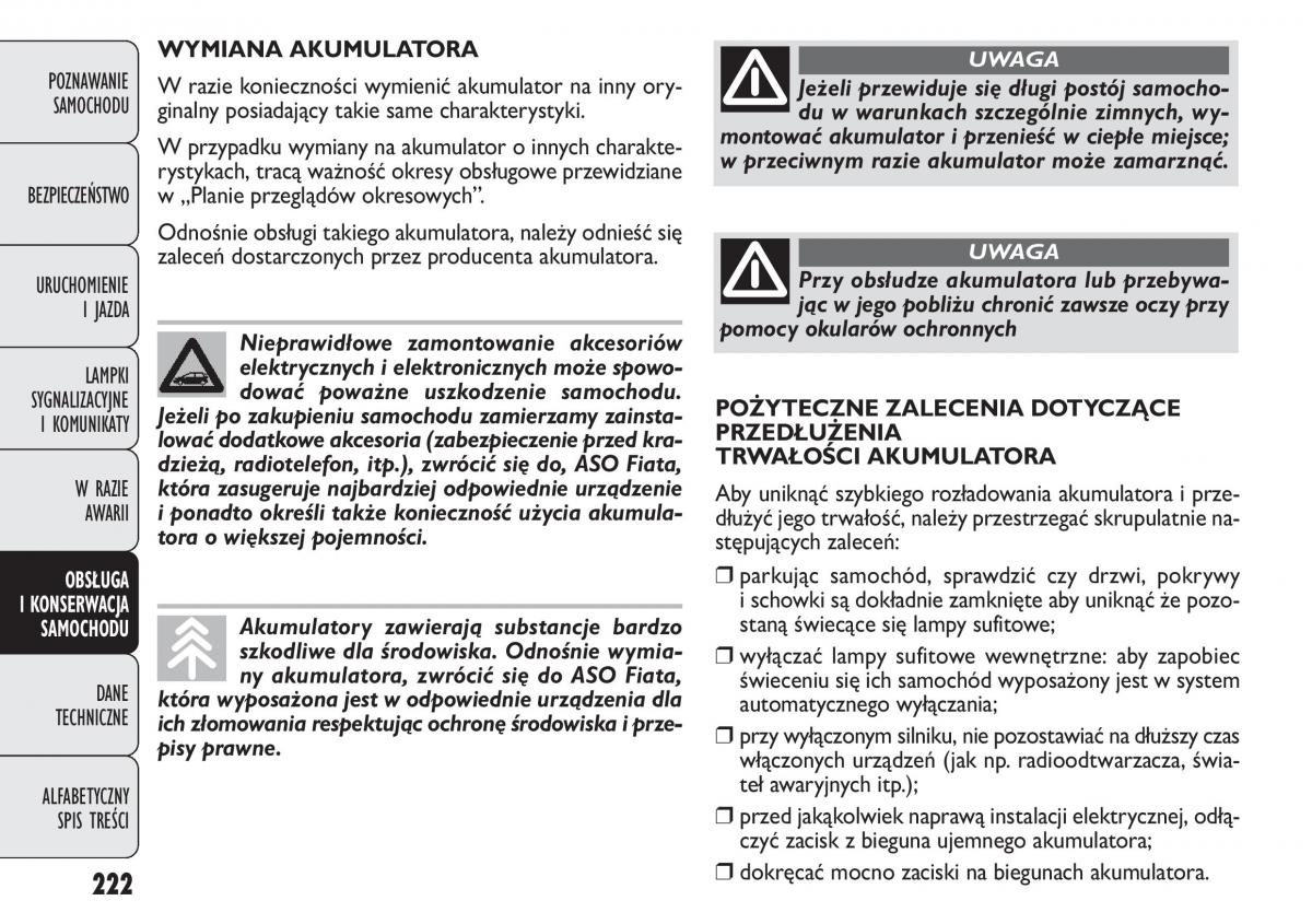 manual  Fiat Punto III 3 instrukcja / page 224