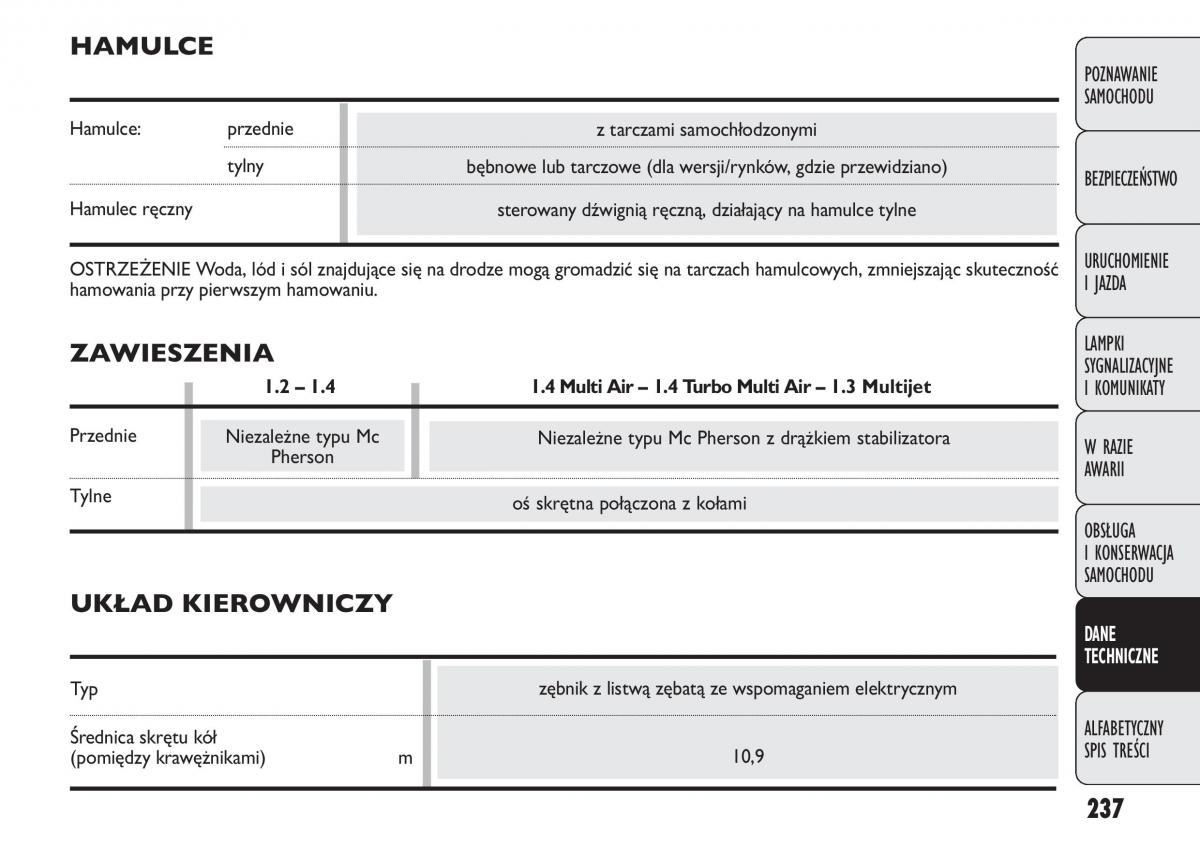 manual  Fiat Punto III 3 instrukcja / page 239