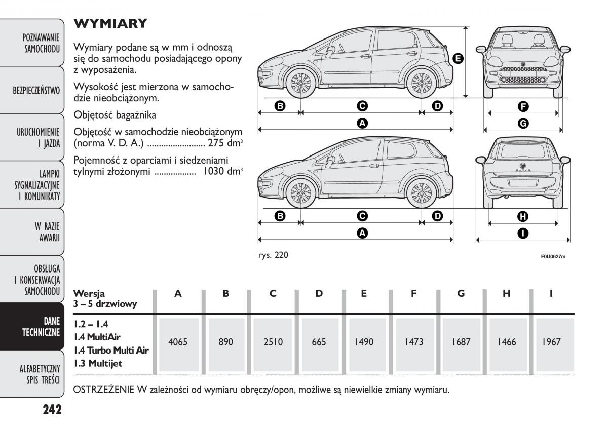 Fiat Punto III 3 instrukcja obslugi / page 244