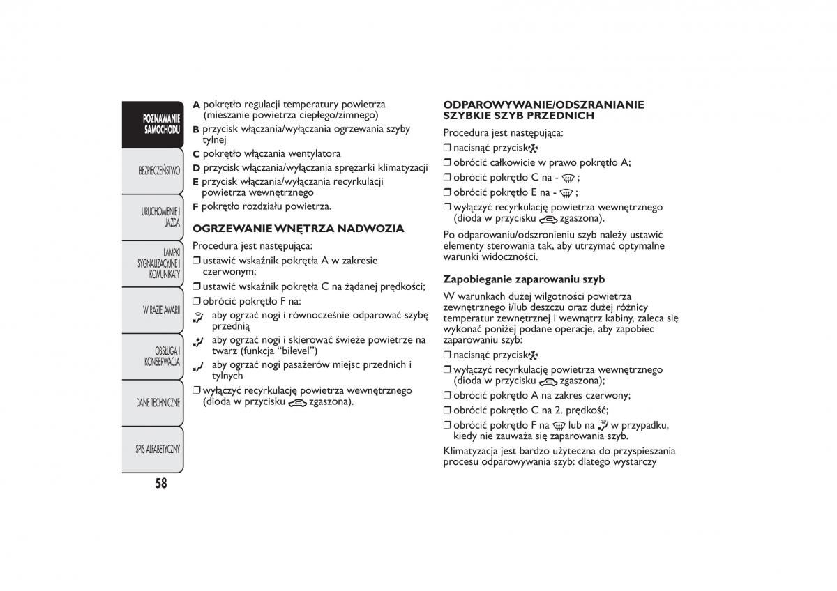 Fiat Bravo II 2 instrukcja obslugi / page 62